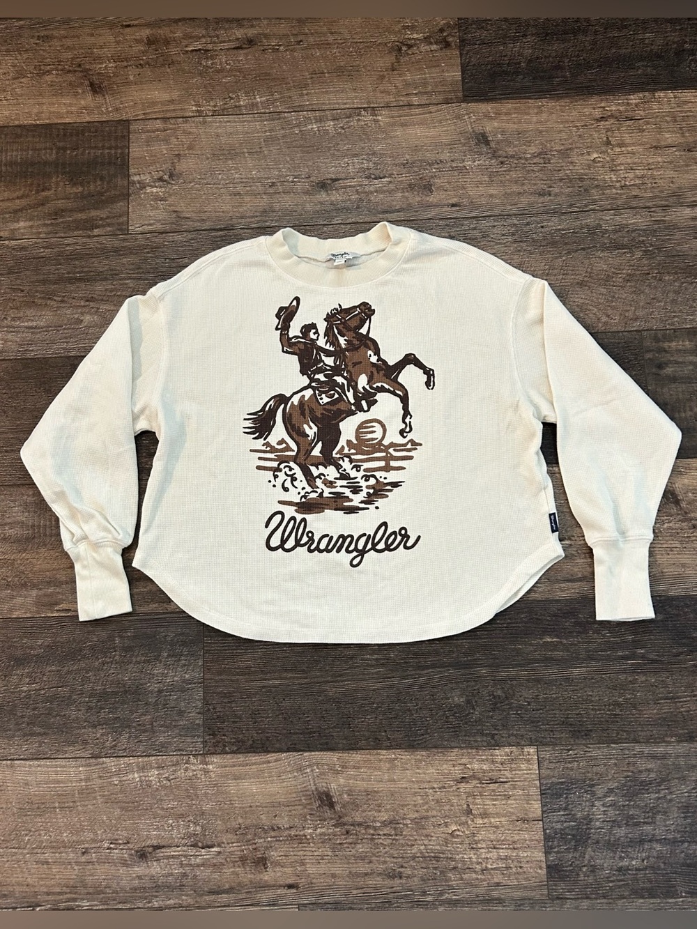 Wrangler Retro Women's Long Sleeve Waffle Knit Western Thermal Shirt - Sz M